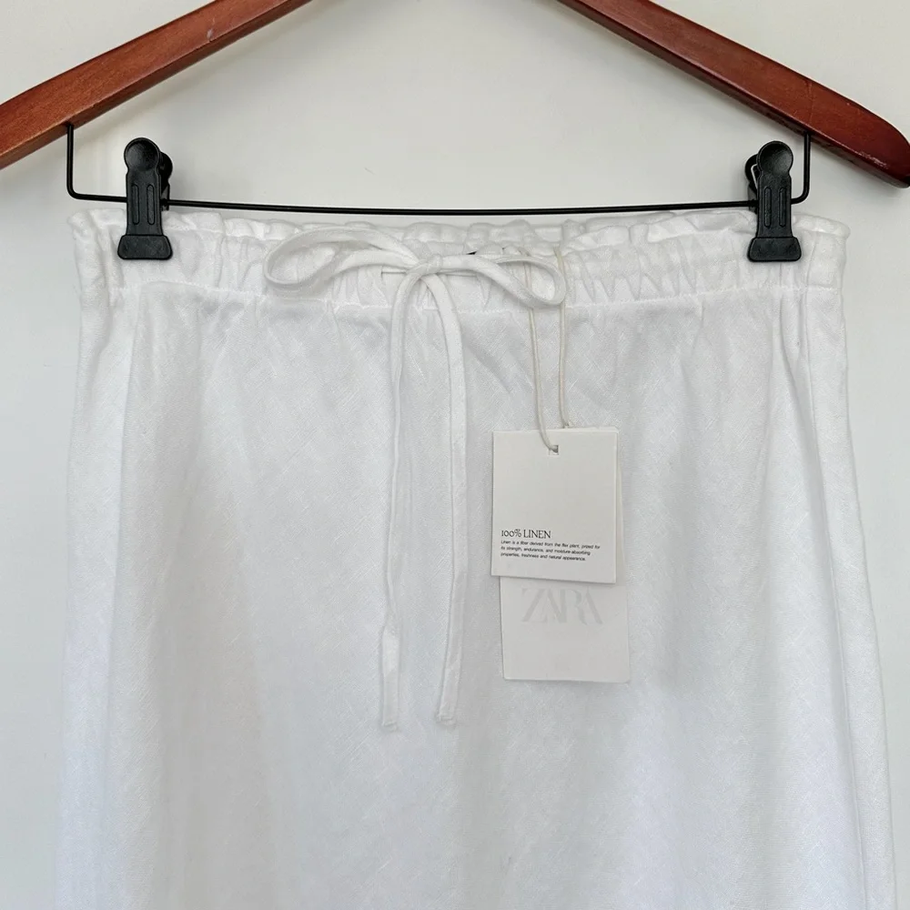 NWT Zara 100% Linen White Maxi Skirt - Picture 5 of 15